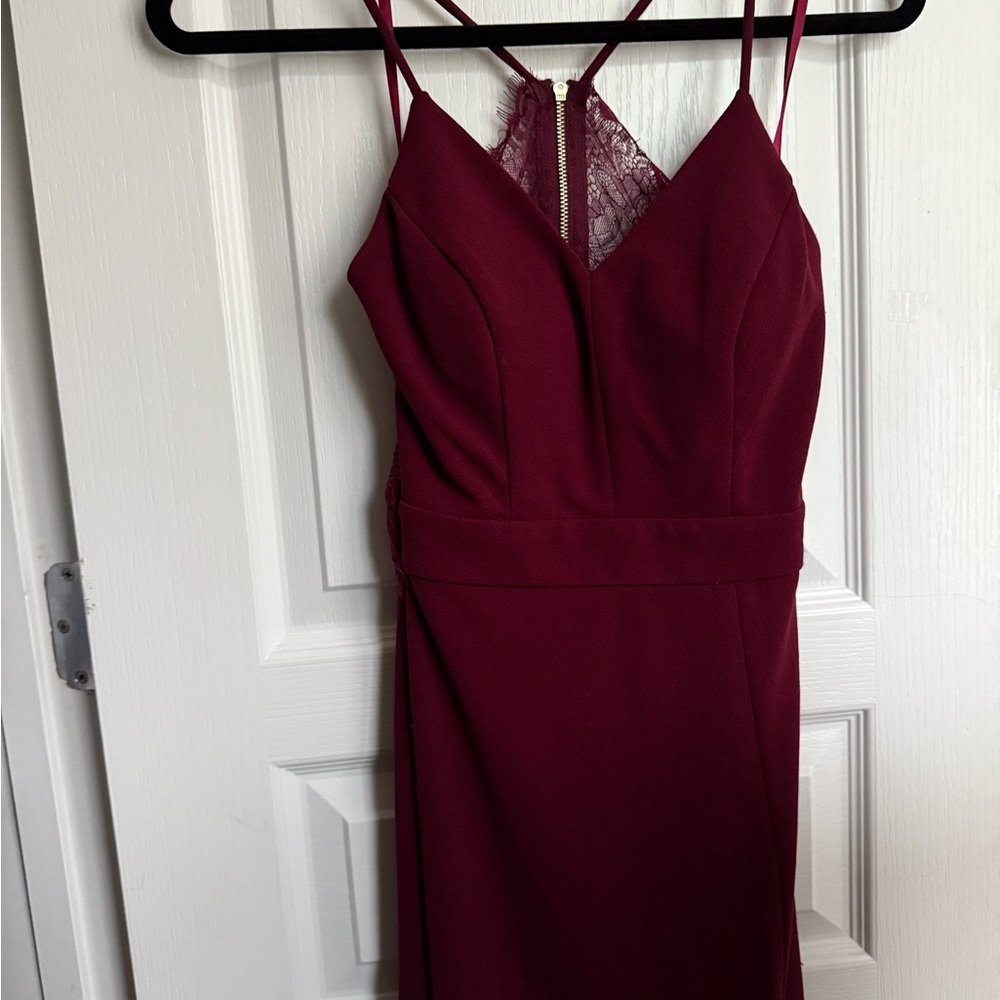 City Triangles Burgundy Backless Dress